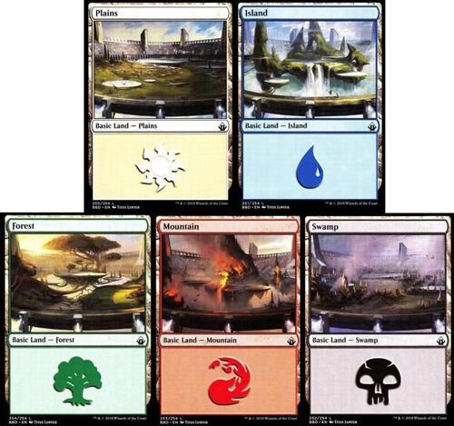 Set Terrain De Base - Mtg - Battlebond Vo - Plains+ Island+ Swamp+ Mountain+ Forest