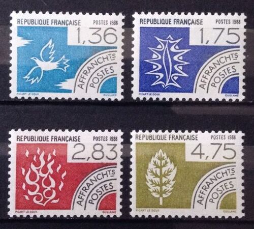 Série Préoblitérés 4 Eléments - Impeccables N° 198 199 200 201 Neufs** Luxe (= Sans Trace De Charnière) - Cote 7,00 - France Année 1988 - N25712