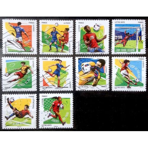 Série Les 10 Plus Beaux Gestes Des Footballeurs Complète - Très Jolis N° 1278 1279 1280 1281 1282 1283 1284 1285 1286 1287 Obl - Cote 8,00€ - France Année 2016 - Brn83 - N32352
