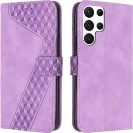 KAL-Coque Pour Samsung Galaxy S22 Ultra, Etui Protection Housse Premium En Cuir Pu Portefeuille Étui Téléphone [Fermoir Magnétique] [Fentes Pour Cartes] Flip Case Pour Galaxy S22 Ultra¿Pourpre