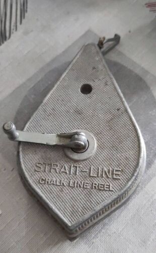 Cordeau Traceur Ancien De Maçon Américain Strait-Line À La Craie 2589500 Irwin Auger Bit Company Plumb Bob Chalk Line Reel Avec Réservoir En Aluminium Métal Fibres & Plastique