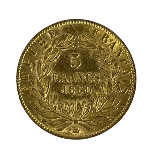 Pièce Or 5 Frs Napoléon 3 Tête Nue Rare 