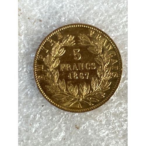 5 Francs Or Napoleon 3 Rare 
