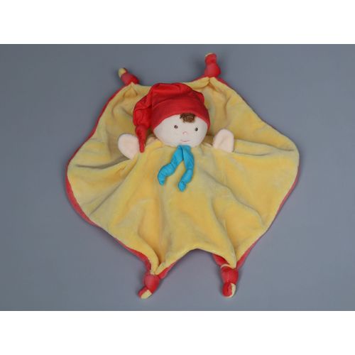 Doudou Lutin Garçon Jaune Rouge Bleu Ajena