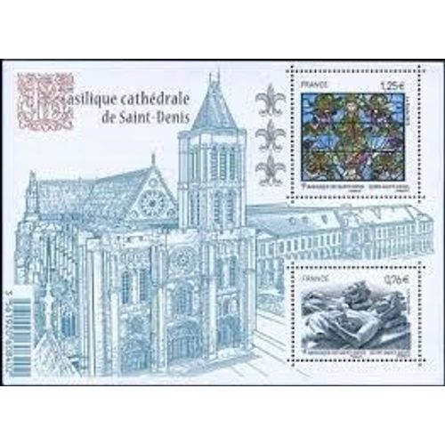 Basilique Cathédrale De Saint-Denis : Couple De Gisants Et Vitrail "L'Arbre De Jessé" Feuillet 4930 Année 2015 N° 4930 4931 Yvert Et Tellier Luxe