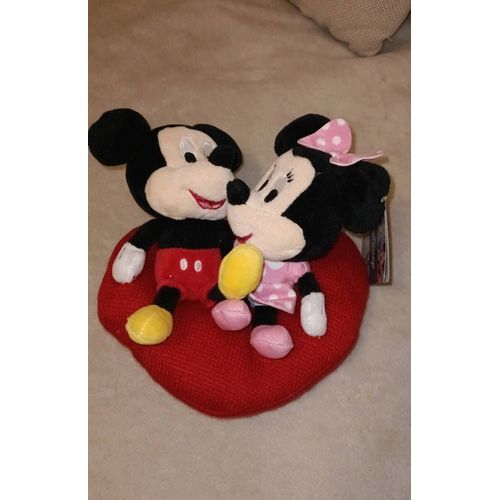 Peluche Disney Mickey Et Minnie En Forme De Coeur