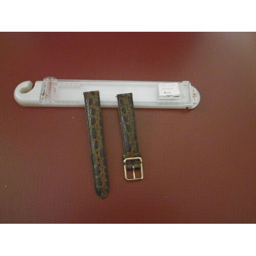 Bracelet De Rechange Pour Montre 16mm Cuir Façon Croco Marron Boucle Carré Doré F.B. Leconte 5890503