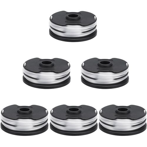 Lot de 6 bobines de fil de rechange pour coupe-bordure électrique et sans fil Parkside LIDL PRT 550 A1, A2, A3, A5, B6, PRTA 20-Li B2, C3, bobines de rechange Ø 1,6 mm, 2 x 5 m de longueur de
