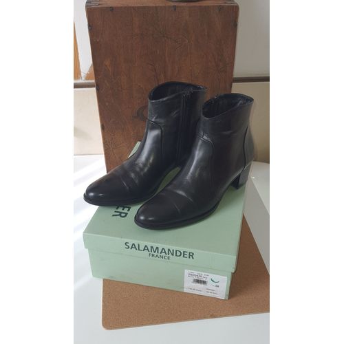 Bottines Cuir Noir "Salamander" Pointure 38