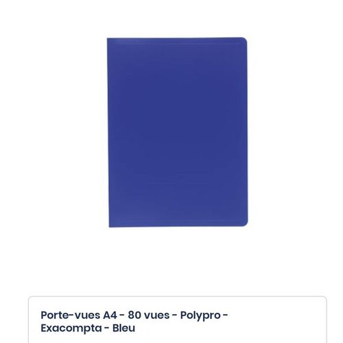 Porte-Vues A4 - 80 Vues - Polypro - Exacompta - Bleu