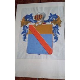 Peinture Sur Carton Héraldique Armes Attribuées À La Famille De Berly