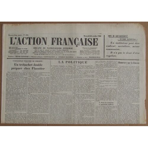 L' Action Française N° 293 . Mercredi 20 Octobre 1926 .