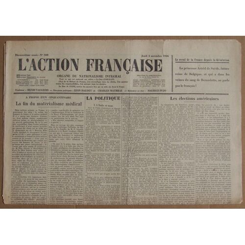 L' Action Française N° 308 . Jeudi 4 Novembre 1926