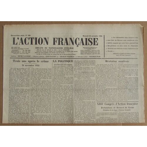 L' Action Française N° 328 . Mercredi 24 Novembre 1926 .