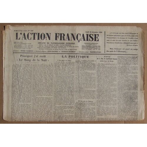 L' Action Française N° 350 . Jeudi 16 Décembre 1926 .