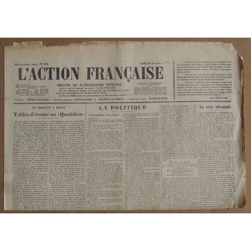 L' Action Française N° 354 . Lundi 20 Décembre 1926 .