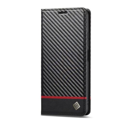 Case For Xiaomi 13t/13t Pro With Card Holder Kickstand Magnetic Carbon Fiber Full Protection Leather Folio Flip Case Card Insertion - Noir