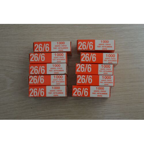 lot 10 boîtes de 1000 agrafes 26/6
