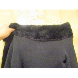 Pull Noir Épaule À Épaule, Fausse Fourrure Col Et Poignets Pimkie T. 36 Petit T. 38