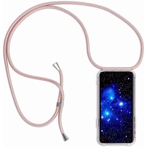 Coque Compatible Avec Huawei Y6 2018/Honor 7a,Coque Avec Cordon,¿¿Tui De Protection En Silicone Avec Collier Case Portable Cover,Rose Gold