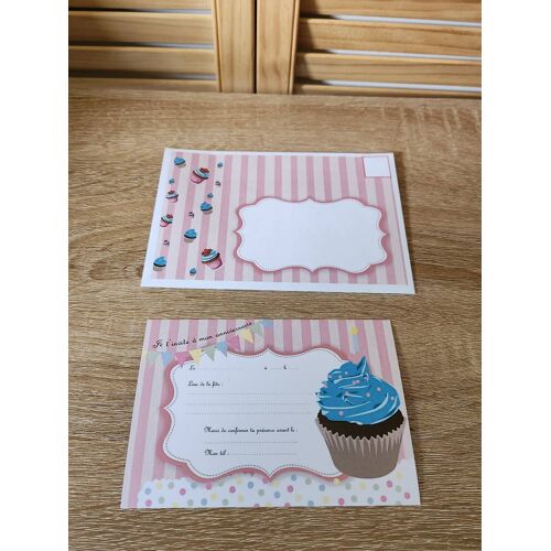 10 Cartes D'invitations D'anniversaire (Thème : Cupcake)