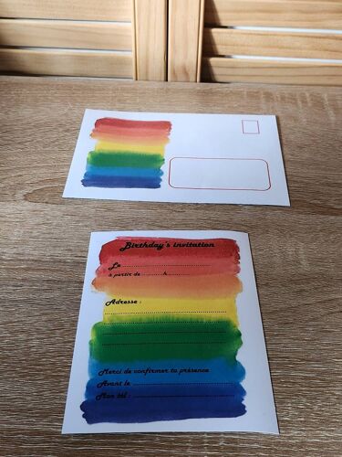 10 Cartes D'invitations D'anniversaire (Thème : Aquarelle)