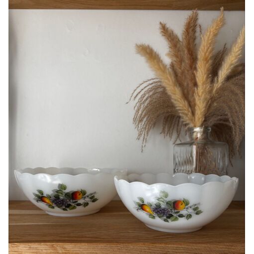 Saladier rond en verre Arcopal Fruits de France vintage ou bol de service fabriqué en France. - France
