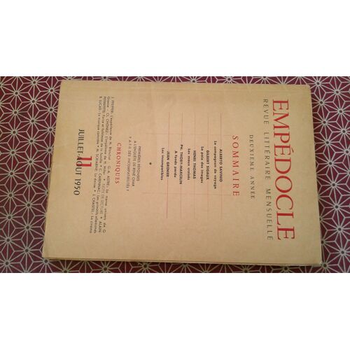 Empédocle - Revue Littéraire Mensuelle Fondée Par Albert Béguin, Albert Camus, René Char, Guido Meister Et Jean Vagne. N° 11 Juillet - Août 1950 : A. Savinio, H. Thomas, J. Grenier...