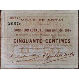 Billet Bon Communaux 50 Centimes Ville De Douai - 1914 - N°20676
