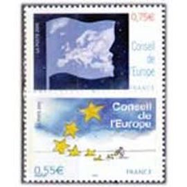 Conseil De L’Europe : Étoiles Toni Ungerer Et Europe Et Nuages La Paire Année 2005 Timbres De Service N° 130 131 Yvert Et Tellier Luxe