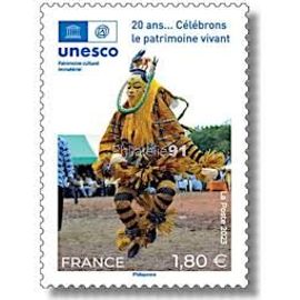 Unesco : Zaouli Danse Et Musique De La Communauté Gouro De La Côte D'Ivoire 20ème Anniversaire Du Patrimoine Culturel Immatériel Année 2023 Timbre De Service N° 184 Yvert Et Tellier Luxe