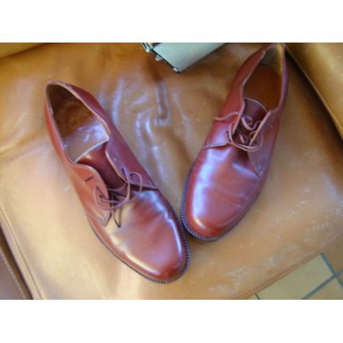 Clerget À La Tour Du Pin / Chaussures Homme Cuir Vintage (Années 60) Comme Neuves(Portées 10mn) Pointure 46