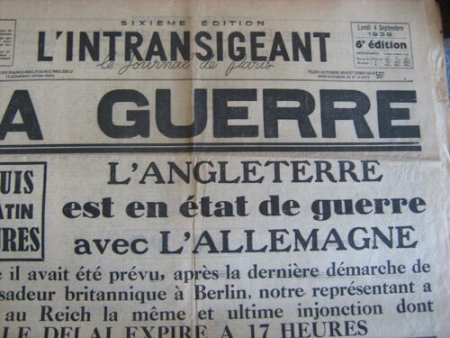 L'intransigeant 4/09/1939