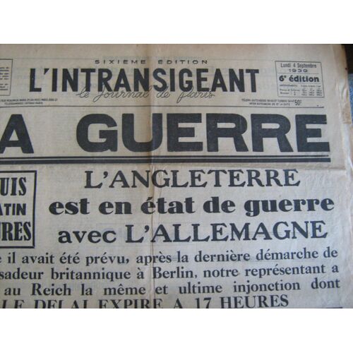 L'intransigeant 4/09/1939