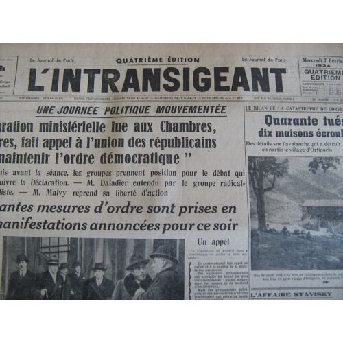 L'intransigeant 7/02/1934