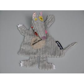 Doudou loup plat gris Déglingos
