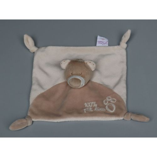 Doudou Ours Plat Beige 100 % P'tit Bisou