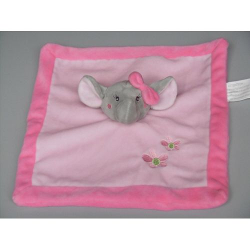 Doudou Éléphant Plat Gris Rose Fleurs La Halle Kimbaloo