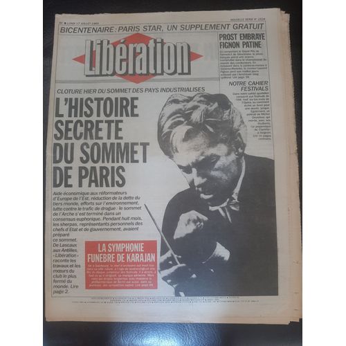 Mort De Herbert Von Karajan: Libération Du 17 Juillet 1989
