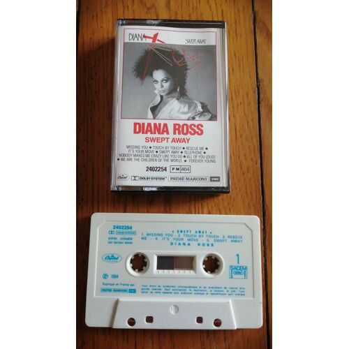 Cassette K7 Audio Tape Diana Ross " Swept Away " 10 Titres 1984,France 2402254 ,Electronic Funk Soul