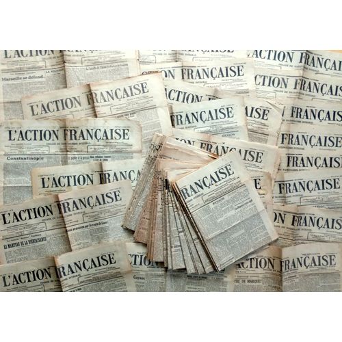 Guerre 14-18 : Gros Lot 50 Vieux Journaux Authentiques "Action Française" 1917 Censure