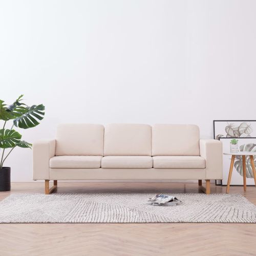 Vidaxl Canapé À 3 Places Tissu Crème