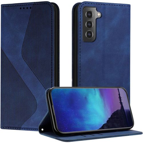 Coque Pour Samsung Galaxy S22, Coque Samsung S22, Housse Samsung S22, Housse En Cuir Pu Pochette Portefeuille Etui Magnetique Etui De Protection, Flip Case Pour Galaxy S22 (Bleu)