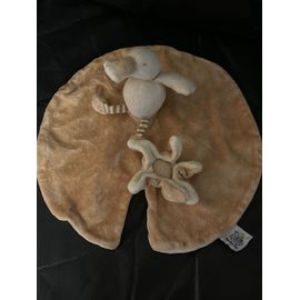 Doudou Canard Plat Rond Beige Nénuphare  Moulin Roty 25cm