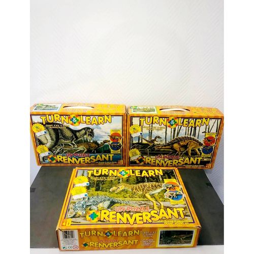 Lot De 3 Puzzles Dinosaure Double Face
