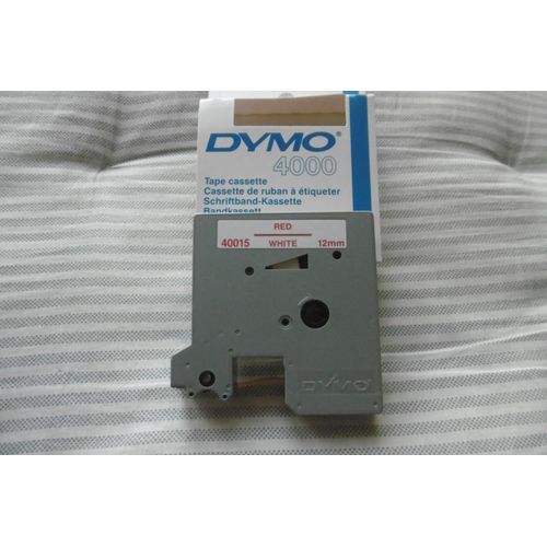 Dymo Ruban Cassette 12mmx7.5m Fond Blanc Écriture Rouge Pour Étiqueteuse Dymo 4000 Code 40015