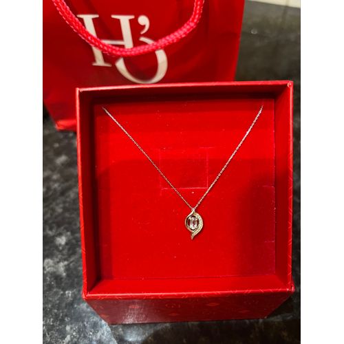 Collier En Or Blanc 375/1000 Avec Topaze Bleu