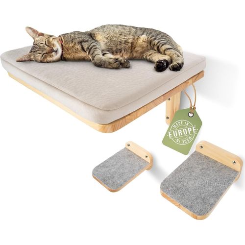 ® Mur D'escalade Pour Chat Extra Grand Et Stable I Hamac Pour Chats Mur 3 Pièces I Set Arbre À Chat Mural I Mur Pour Chats I Chaise Longue Murale Pour Animaux
