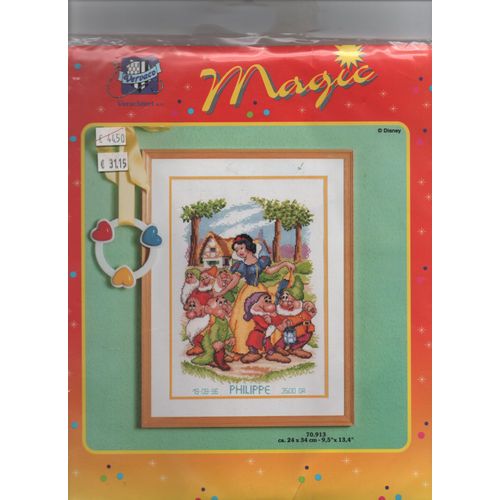 Kit Aux Points Comptés " Magic " Vervaco - Canevas Blanche Neige Et Les 7 Nains.