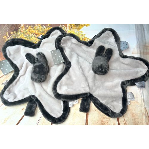 DOUDOU ANE NOUKIE'S PACO MIX AND MATCH GRIS BLANC LOT DE DEUX DOUDOUS ANES JOUETS BEBE